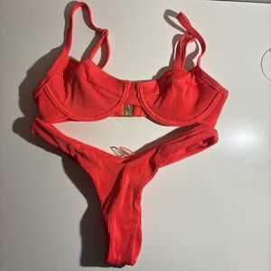 Kulan Kinis Ditzy Ribbed Underwire Top in Watermelon Rib!